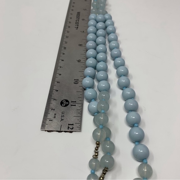 Light Blue Cloud Multilayered Beaded Necklace - Picture 7 of 9